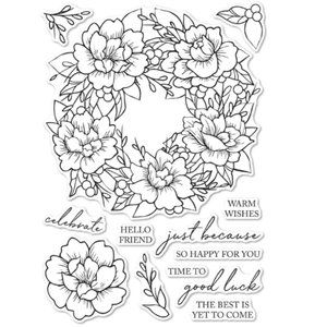 #160 STAMP SET: FLORAL WREATH, BLOOM, STEMS, SENTIMENTS